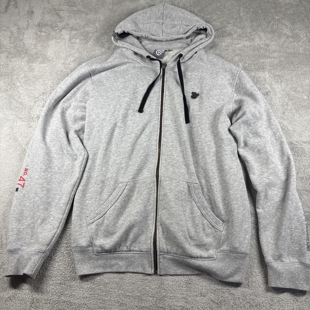 LRG Lifted Research Group Zip Up Hoodie Jacket Gray Patch Logo XXL